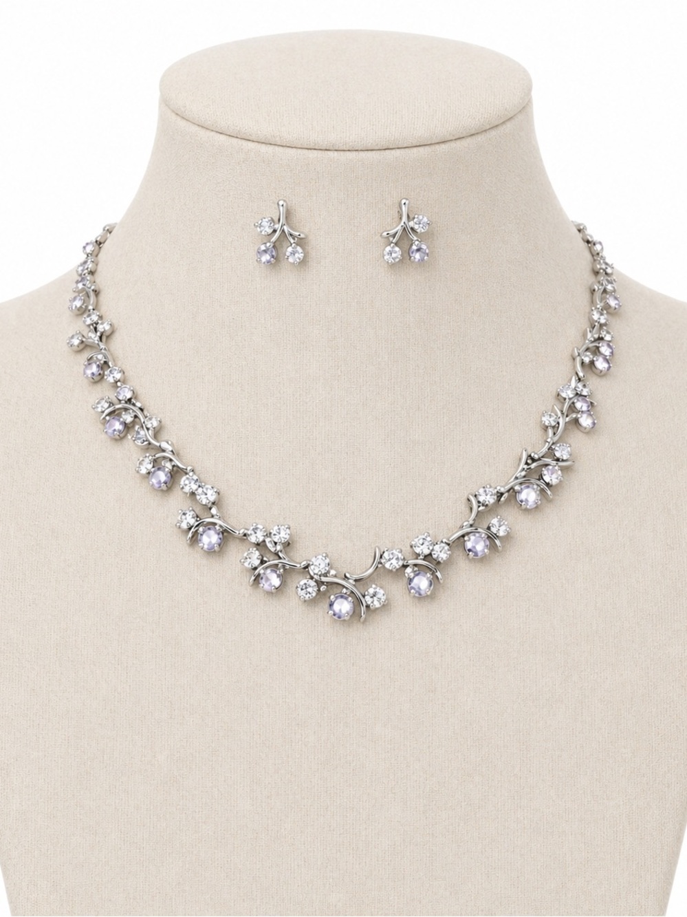 Vintage Menno Design Elegant Silver Floral Necklace and Earrings Set